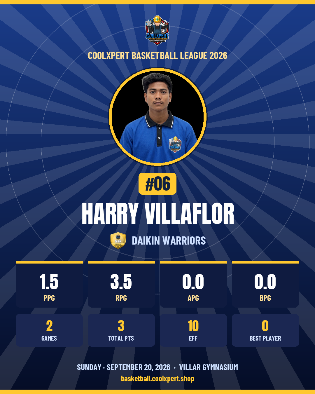 Stat card ni HARRY VILLAFLOR