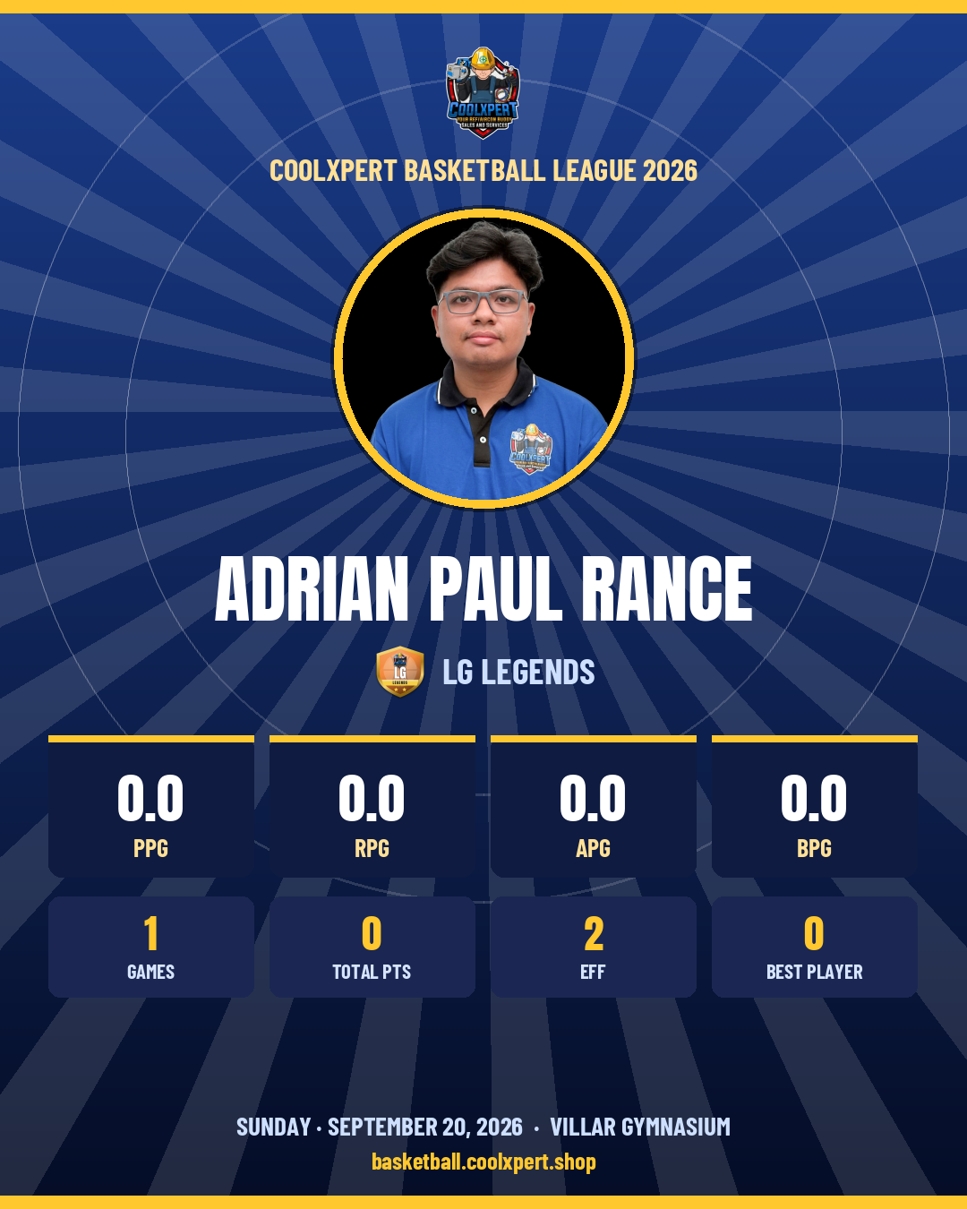 Stat card ni ADRIAN PAUL RANCE