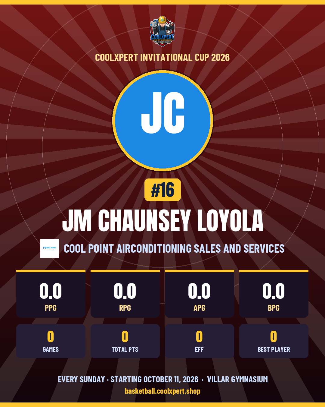 Stat card ni Jm Chaunsey Loyola