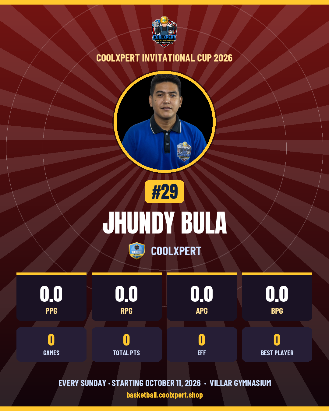 Stat card ni Jhundy Bula