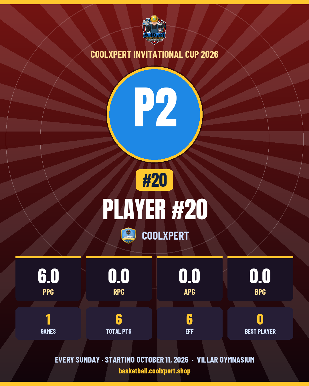 Stat card ni PLAYER #20